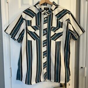 Seager Men’s Striped Short Sleeve Button Up Shirt Western XL cowboycore